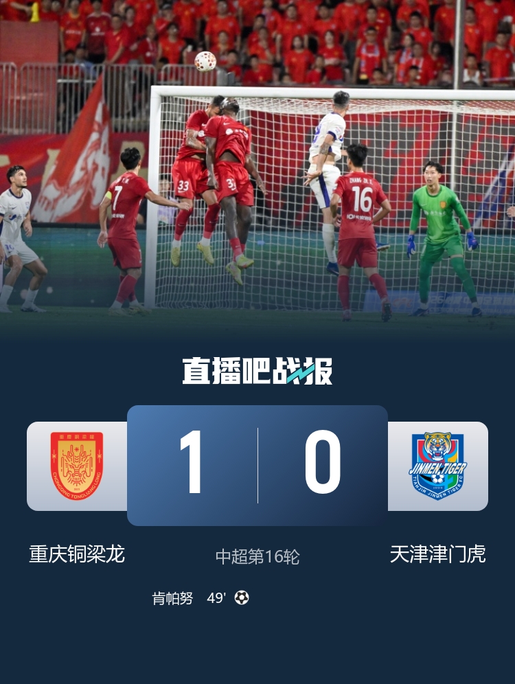 肯帕努一剑封喉 哈达斯绝平被吹 铜梁龙1-0津门虎距榜首13分