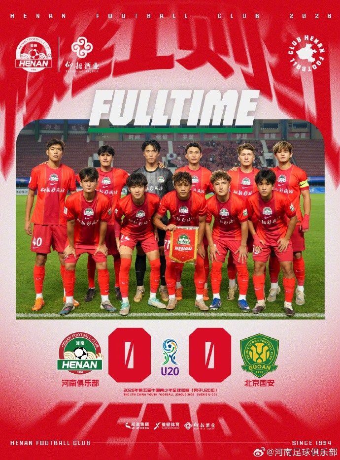 U20雨战互交白卷 河南0-0闷平北京国安